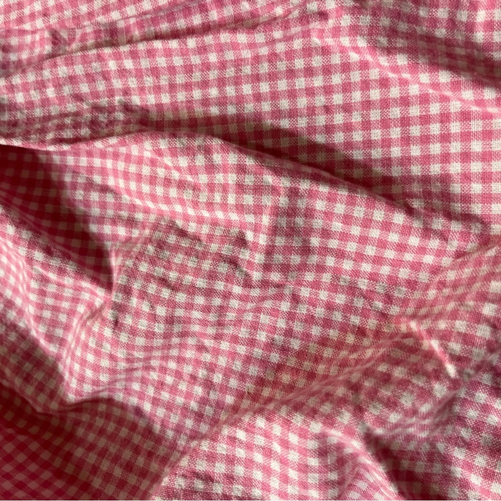 The Company Store pink & white gingham bedskirt